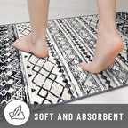 KUTA Moroccan Washable Runner Rug 2.6x18 Non-Slip Vintage Black Navy Blue Boho Hallway Kitchen Rugs Ultra Soft Geometric Floor Carpet Runners for Bedroom Stairway Living Room