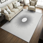 Mid Century Rugs for Living Room -Minimalist Sun Rug, 6x8 ft, Black and White Washable Rugs for Living Room, Modern Abstract Area Rug for Bedroom, Optical Illusion Home Decor & Gifts