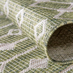 Unique Loom Outdoor Trellis Collection Area Rug - Tribal Trellis (7' 10" Octagon, Green/ Natural)