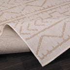 Beverly Rug Waikiki Indoor Outdoor Rug 5x7, Washable Outside Carpet for Patio, Deck, Porch, Trellis Area Rug, Water Resistant, Beige - White