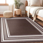 Beverly Rug Non Slip Area Rugs 3x5 Modern Bordered Non Skid Rubber Backing Soft Area Rug for Living Dining Room Easy to Clean Non Shedding Kitchen Bedroom Indoor Carpet 3 x 5 Brown