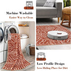 Wonnitar Moroccan Runner Rug 2x6, Washable Hallway Runner Rugs with Rubber Backing,Bohemian Geometric Kitchen Runner Non-Skid Soft Indoor Carpet for Bathroom Laundry Room (Brown,2'x6')