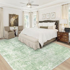 Area Rug 8x10 Washable Rug, Vintage Boho Medallion Rugs Non-Slip Soft Low Pile Large Distressed Rug Indoor Retro Carpet for Living Room Bedroom Dining Room Home Office (Sage Green, 8'x10')