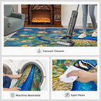 Peacock Rug Large - 5x7 Rug, Turquoise Teal Peafowl Washable Rugs for Living Room, Peafowl Decor Carpet, Modern Style Non-Slip Area Rugs for Bedroom, Aesthetics Carpet - Peafowl Home Decor & Gifts