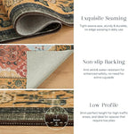 Phantoscope Washable Area Rug 9'x12' Non-Slip, Vintage Boho Rugs for Living Room, Bedroom, Dining Room, Distressed Moroccan Mosaic Diamond Pattern, Low-Pile Foldable Floor Carpet, Terracotta/Rust