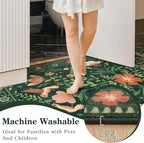 Moynesa 3x5 Kitchen Rug, Modern Cottage Washable Non-Slip Low Pile Area Rug for Bedroom Entryway Entrance Aesthetic,Lightweight Foldable Farmhouse Floral Bird Print Pattern Carpet Retro Home Decor