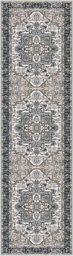 KOZYFLY Long Runners for Hallways 3x10 Ft Washable Kitchen Rug Faux Wool Printed Stair Runner Floor Carpet for Bedroom Entryway Stairs Kitchen Hall Indoor Use, Black/Taupe/Beige