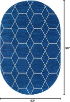 Unique Loom Trellis Frieze Collection Area Rug - Geometric (5' x 8' Oval, Navy Blue/ Ivory)