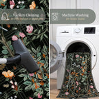 Morebes Floral Washable Rug Runners for Hallways Non Slip, Flower Kitchen Runner Rug 2x6, Boho Botanical Ultra-Thin Soft Floor Carpet for Bathroom Entryway Laundry Room, Black