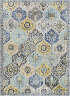 Lahome Moroccan Trellis Washable Area Rugs 5x7, 5x7 Area Rugs for Living Room Bedroom, Indoor Non-Slip Large Oriental Accent Throw Carpet for Kitchen Entryway Bathroom Office, Yellow/Aqua