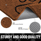 Smiry Dog Door Mat for Muddy Paws, Absorbent Dirt Trapper Non Slip Quick Dry Washable Chenille Mat for Mud Dogs, Entry Rug for Indoor and Outdoor (36x24 Inches, Ochre and Black)