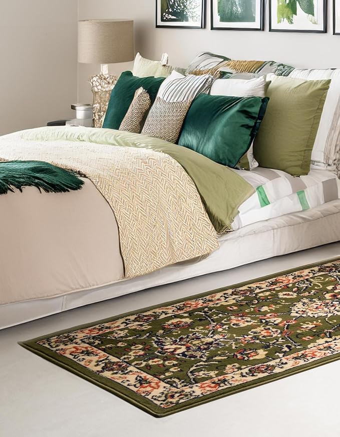 Unique Loom Sialk Hill Collection Area Rug - Washington (2' 7" x 10' Runner Green/Hunter Green)