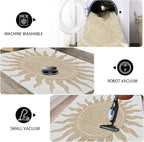 Boho Washable Rugs for Bedroom 6x8, Modern Sun Print Soft Minimalism Area Rug, Non Slip Low Pile Abstract Carpet for Classroom Living Room Decor Dining Room Sofa Kids Nursery Room, Beige Yellow