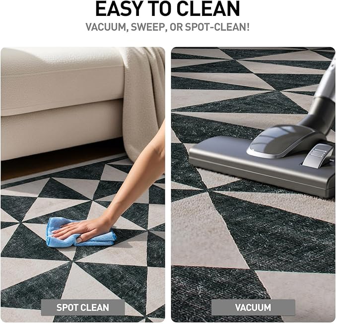 Rugshop Geometric Diamond Washable Non Slip Area Rug 5' x 7' Cream