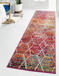 Unique Loom Trellis Frieze Collection Area Rug - Geometric (2' x 13' Runner, Multi/ Ivory)