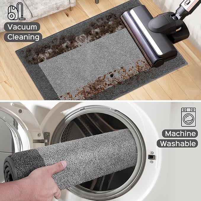 Washable Area Rug 34" x 60", Non Slip Kitchen Rug for Floor, Absorbent Entrance Runner Rug for Bedroom, Living Room, (Roll Packing)