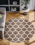 Rugs.com Lattice Collection Rug – 8 Ft Round Brown Medium-Pile Rug Perfect for Kitchens, Dining Rooms