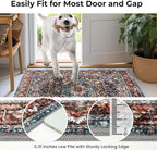 KOZYFLY Boho Area Rug 6x9 Ft Thin Rugs for Living Room Washable Bedroom Rug Non Slip Rugs Printed Faux Wool Vintage Bedroom Rug Floor Carpet for Dining Room Living Room, Brick Red/Orange/Green