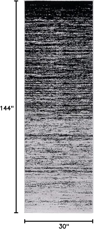SAFAVIEH Adirondack Collection Runner Rug - 2'6" x 12', Silver & Black, Modern Ombre Design, Non Shedding & Easy to Clean, Ideal for Hallway, Foyer, Kitchen, Entryway, Bedroom (ADR113A)