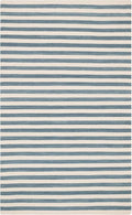 Home Conservatory Ladder Stripe Blue/Ivory Handwoven Wool 5 X 8 Feet, Blue/Ivory Stripe Pattern
