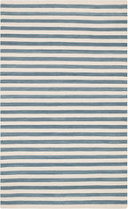 Home Conservatory Ladder Stripe Blue/Ivory Handwoven Wool 5 X 8 Feet, Blue/Ivory Stripe Pattern