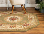 Unique Loom Versailles Collection Traditional Classic Floral Motif Area Rug (7' 11 x 7' 11, Green/Ivory)