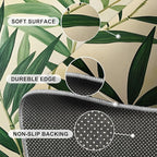 5x6 Bamboo Leaves Rugs for Office - Realistic Botanical Art Living Room Carpet, Minimalist Leaves Bedroom Area Rug Kids Low Pile Rug for Indoor Outdoor Hardwood Floors Home Decor