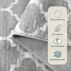 Lahome Moroccan Kitchen Rug - 2x3 Washable Entryway Rug Door Mat Indoor Entrance Non-Slip Small Throw Area Rugs Front Door Rugs Indoor for Bedroom Living Room Entry Bath Laundry Decor (Gray)