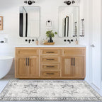 ReaLife Rugs Machine Washable Area Rug Runner - Living Room Bedroom Bathroom Kitchen Entryway Office - Padded Low Pile Stain Resistant Premium - Boho Farmhouse Vintage - Joy - Gray 2'6" x 8'