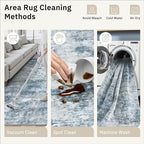 Area Rugs 4x6 for Living Room, Vintage Abstract Washable Rugs for Dining Room, Kitchen, Non-Slip Area Rug Blue