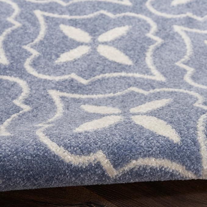 Nourison Home Nourison Essentials Blue Ivory 6' x 9' Area Rug - Easy Clean, Non Shedding, Bed Room, Living Room, Dining Room, Kitchen (6' x 9')