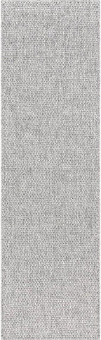 CAMILSON Indoor and Outdoor Runner Rug Gray Solid Boho Woven Design Easy-Cleaning Non Shedding Farmhouse Living Room Bedroom Garden Patio and Kitchen Washable Outside Carpet Alfombras (2x7)