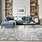 Toneed Abstract Area Rug Modern Washable Rug Soft Non Slip Rug Low Pile for Bedroom Living Room Dining Room Blue 6x9 Feet