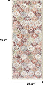 Lahome Moroccan Trellis Hallway Rug, 2x5 Washable Runner Rug Non Slip Kitchen Runners for Hallways, Ultra-Thin Vintage Carpet for Bedroom Bathroom Entryway, Orange/Terracotta