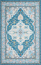 WILLSUN Washable Area Rugs, 8x10 Non-Slip Boho Large Area Rugs for Living Room, Bedroom, Machine Washable Vintage Rug, Indoor Floral Print Carpet for Home Decor, Kid & Pet Friendly Mat