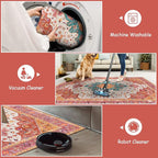 Moynesa Ultra-Thin Washable Rug - 2'6" x 10' Pink Long Hallway Carpet, Vintage Non Skid Non Shedding Low Pile Bedroom Mat for Girl's Room, Bathroom, Kitchen