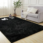 Andency Black Soft Area Rugs for Living Room Bedroom, 4x6 Fluffy Shaggy Bedside Rug, Non-Slip Large Shag Fuzzy Plush Carpets for Bedroom Kids Dorm Nursery Home Decor Aesthetic