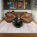 5x7 Machine Washable Area Rug for Living Room, Pink Vintage Moroccan Rug Large Non-Slip Low Pile Soft Faux Wool Carpet, Kids and Pets Friendly for Bedroom Dining Room Farmhouse Home Decor Rug