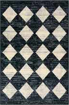 Lahome Machine Washable Area Rug 6x9, Soft Large Bedroom Rug Non Slip Living Room Rugs Dining Room Rugs for Under Table, Moroccan Trellis Printed Black and White Indoor Carpet for Den Dorm Playroom