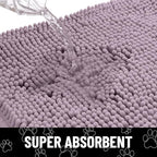 Smiry Dog Door Mat for Muddy Paws, Absorbent Dirt Trapper Non Slip Quick Dry Washable Chenille Mat for Mud Dogs, Entry Rug for Indoor and Outdoor (40x32 Inches, Deep Plum and White)