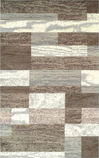 Superior Indoor Area Rug, Jute Backed, Modern Geometric Patchwork Floor Decor for Bedroom, Office, Living Room, Entryway, Hardwood Floors, Rockwood Collection, 3' x 5', Light Blue-Ivory