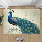 Peacock Area Rug 2x3-2x3 Rug, Peafowl Rugs for Living Room, Teal Turquoise Carpet, Modern Style Washable Area Rugs for Bedroom, Peacock Feather Carpet - Peafowl Home Decor & Gifts