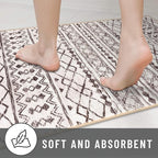 KUTA Boho Living Room Rug 8x10, Moroccan Brown Cream Washable Area Rugs 8x10 Non Slip, Ultra Soft Print Distressed Geometric Low-Pile Throw Carpet for Bedroom Nursery Dorm Decor