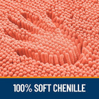 OLANLY Bathroom Rugs 59x24, Extra Soft Absorbent Chenille Bath Rugs, Rubber Backing Quick Dry, Machine Washable Bath Mats for Bathroom Floor, Tub and Shower, Home Decor Accessories, Coral
