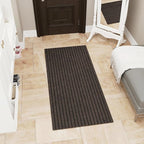 Ottomanson Mud Mat 2'7" x 4' Entryway Rug - Non-Slip Scraper Doormat for Muddy Paws, Dirt Trapping Indoor/Outdoor Mat for High-Traffic Areas, Kitchen, Garage, Patio, Brown