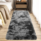 Zentavio Runner Rugs for Hallway 2x6 Shag Soft Bedroom Bedside Rugs Non Slip Fluffy Carpet for Kids Girls Boys Home Decor Aesthetic Dorm Nursery Tie-Dyed Black Grey