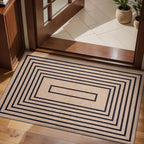 Tangsoo Easy Jute Rug 2x4 Small Throw Rugs for Entryway,Washable Thin Outdoor Door Mat,Black Geometric Non-Slip Indoor Floor Carpet for Entrance Kitchen Hallway Bedroom Front Porch