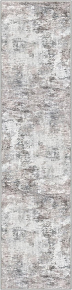 Modern Abstract 3x10 Runner Rug, Beige Grey Neutral Washable Long Kitchen Runner Non-Slip Soft Hallway Rug Runner Thin Print Faux Wool Carpet for Entryway Hall Bedroom