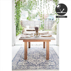FH Home Flat Woven Outdoor Rug - Waterproof, Easy to Clean, Stain Resistant - Premium Polypropylene Yarn - Vintage - Patio, Porch, Deck, Balcony - Ankara - Distressed Blue - 5ft 2in x 7ft 6in