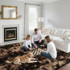 Fluffy Rug Shaggy Area Rug, Mottling Brown 4x6 Area Rugs for Bedroom, Small Bedside Rug, Soft Fluffy Shaggy Entryway Throw Rugs for Living Room Bedroom Kids Room Home Decor